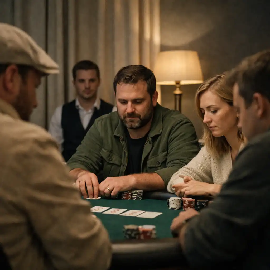 Dorośli uczestnicy doświadczenia pokerowego Festanorva przy wspólnym stole