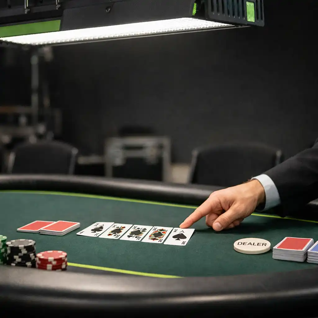 Stół przygotowany do doświadczenia pokerowego w realnym venue
